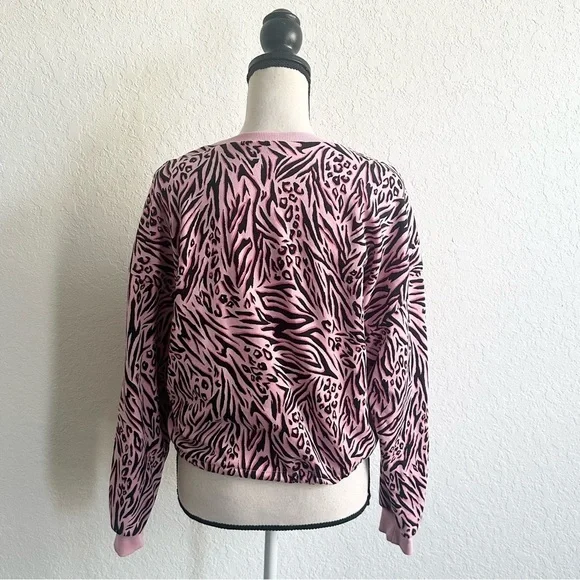 H&M Divided Pink Zebra Print Cropped Sweater Size Small Animal Print Barbiecore - Picture 6 of 7